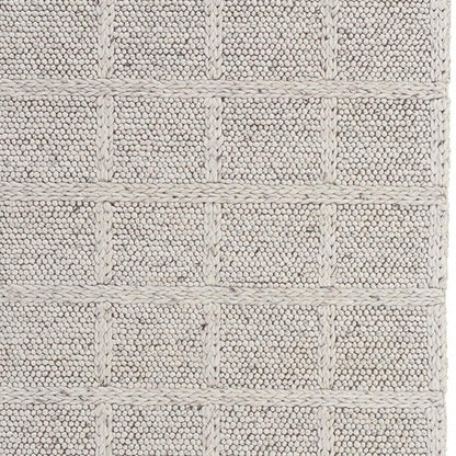 4' X 6' Gray and Ivory Wool Plaid Hand Woven Area Rug