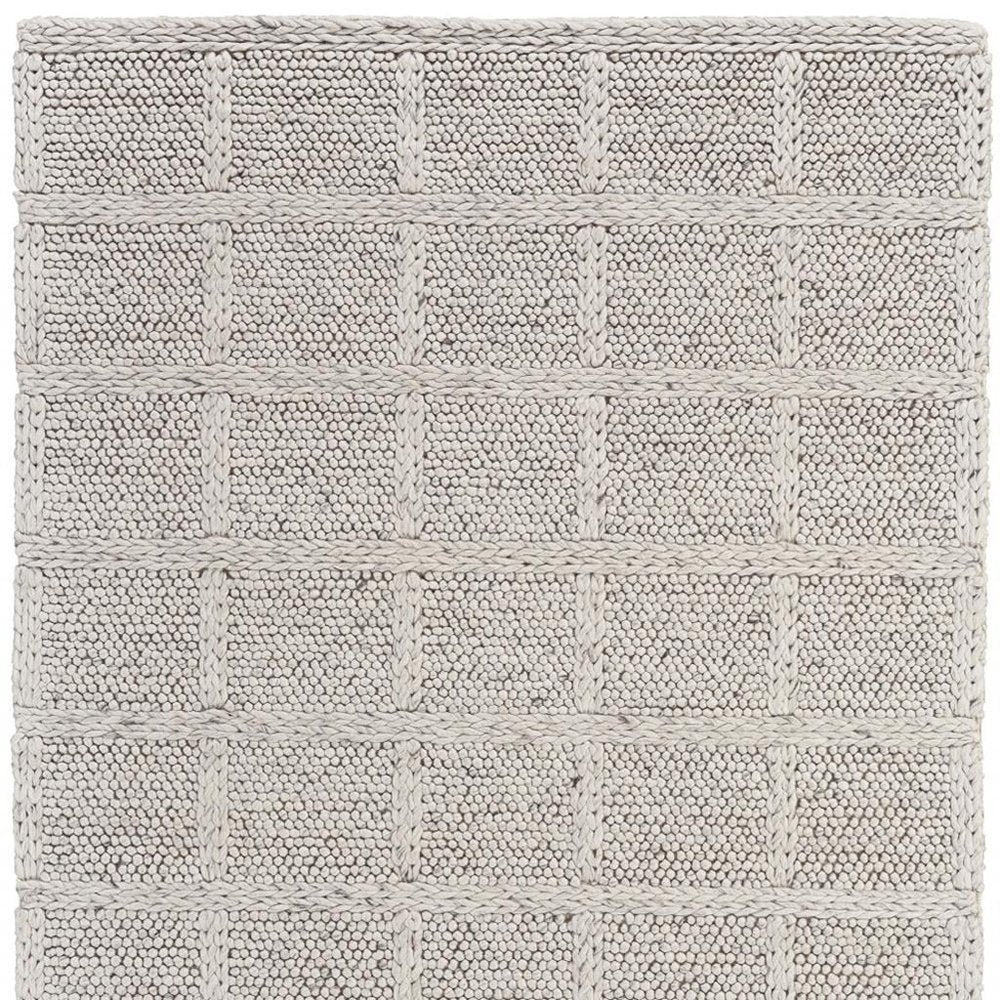 4' X 6' Gray and Ivory Wool Plaid Hand Woven Area Rug