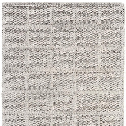4' X 6' Gray and Ivory Wool Plaid Hand Woven Area Rug