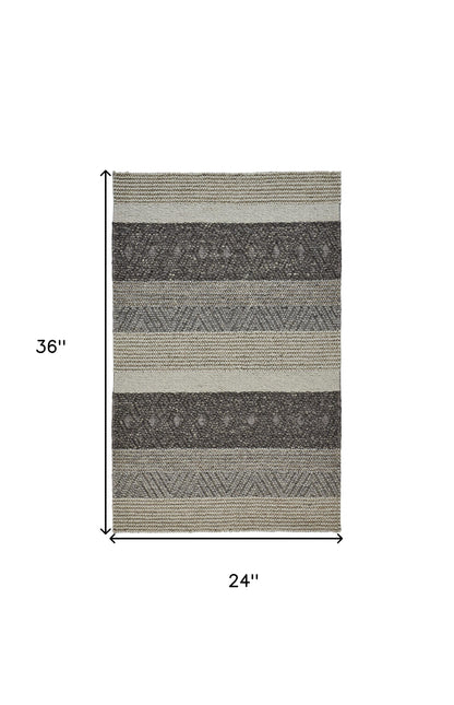 10' X 13' Gray Wool Floral Hand Woven Area Rug