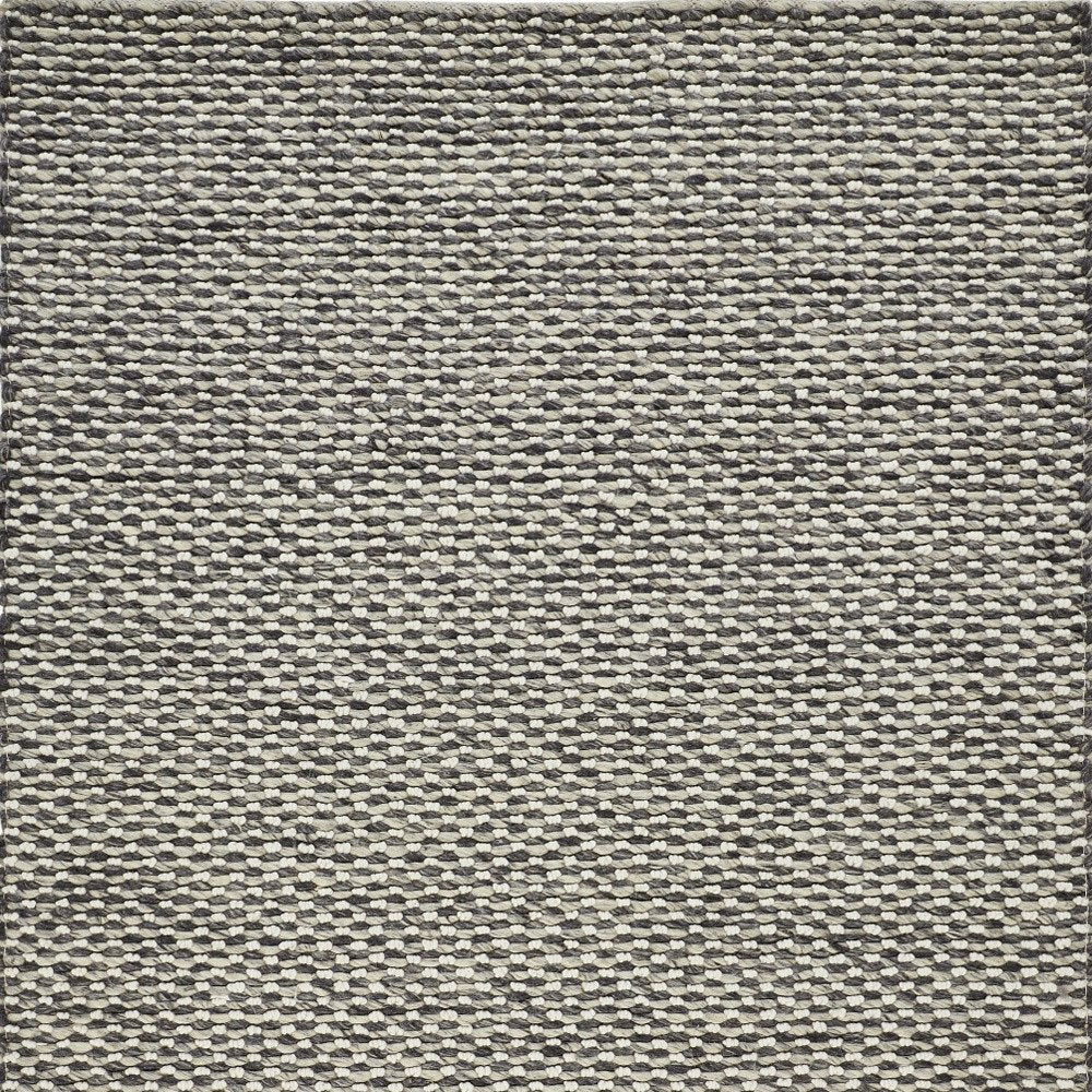 5' X 8' Gray and Ivory Wool Floral Hand Woven Area Rug