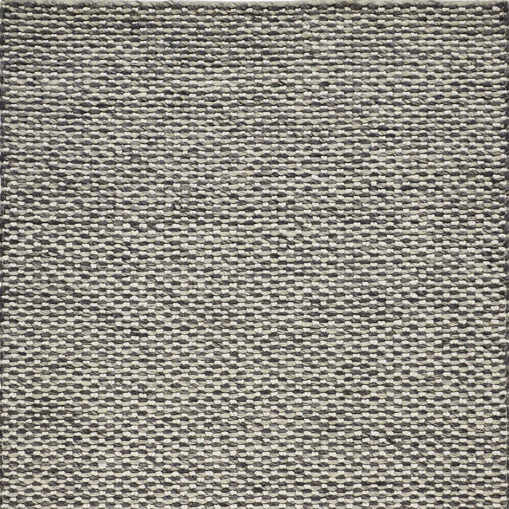 8' X 11' Gray and Ivory Wool Floral Hand Woven Area Rug