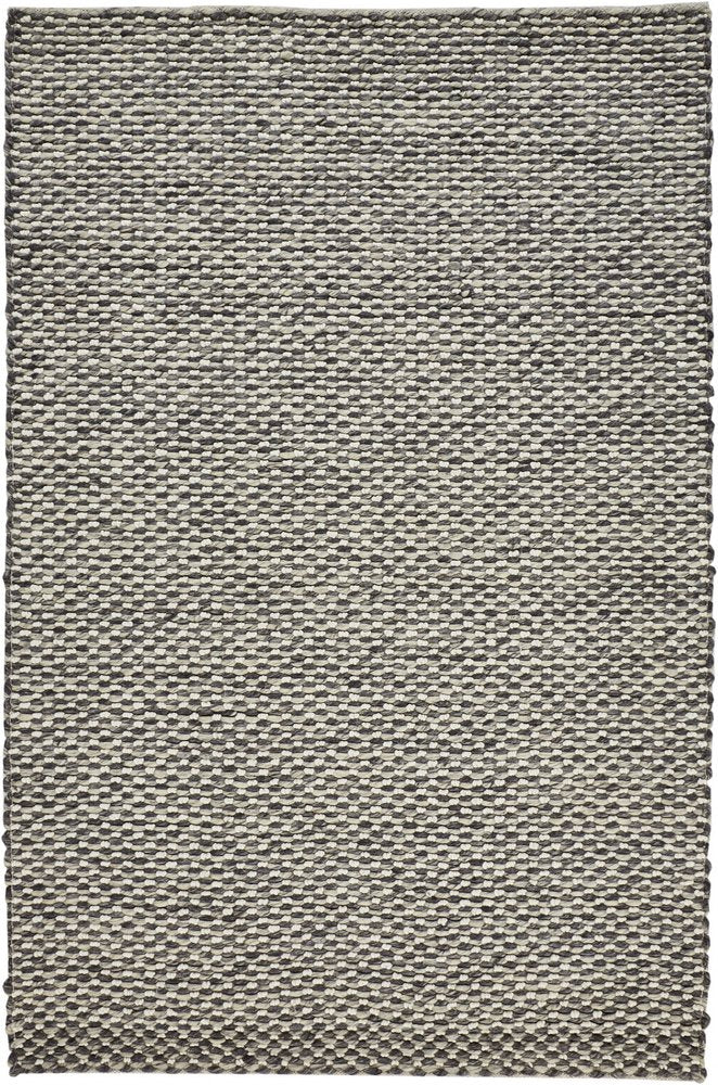 5' X 8' Gray and Ivory Wool Floral Hand Woven Area Rug