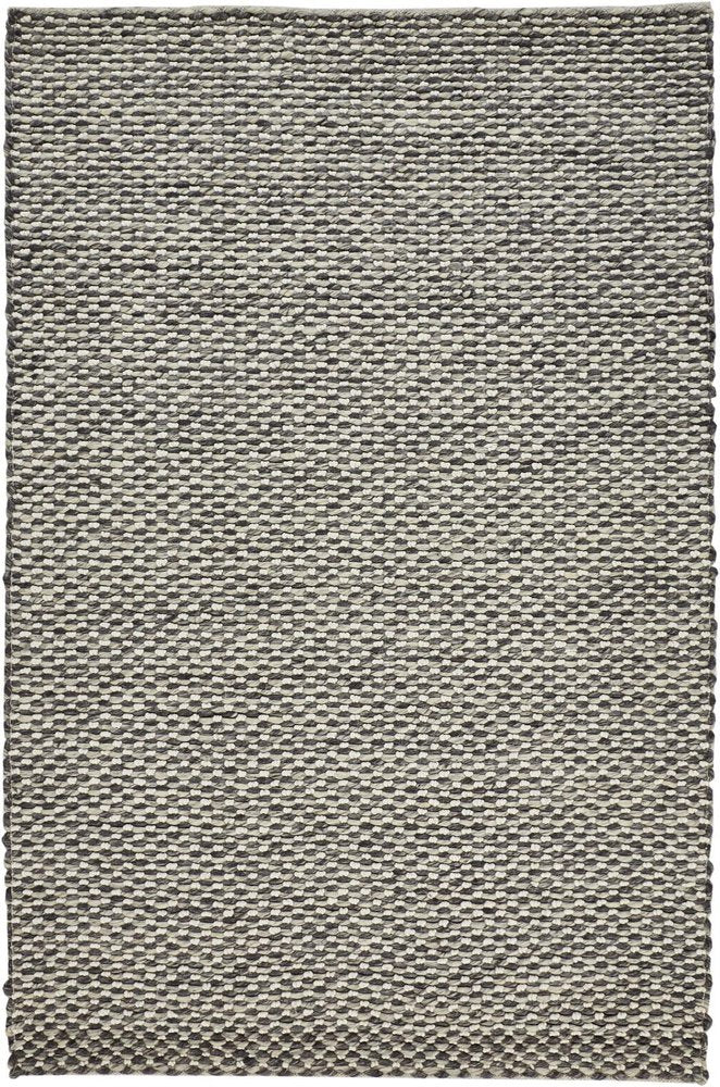 5' X 8' Gray and Ivory Wool Floral Hand Woven Area Rug