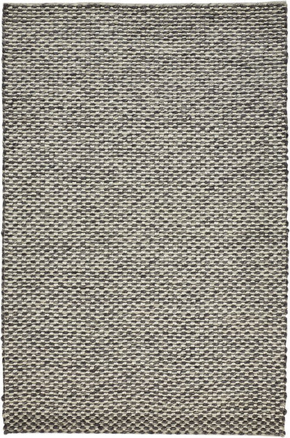 5' X 8' Gray and Ivory Wool Floral Hand Woven Area Rug