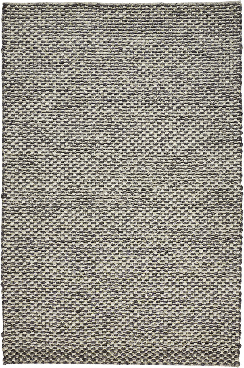 8' X 11' Gray and Ivory Wool Floral Hand Woven Area Rug