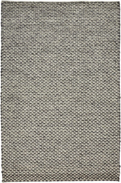 5' X 8' Gray and Ivory Wool Floral Hand Woven Area Rug