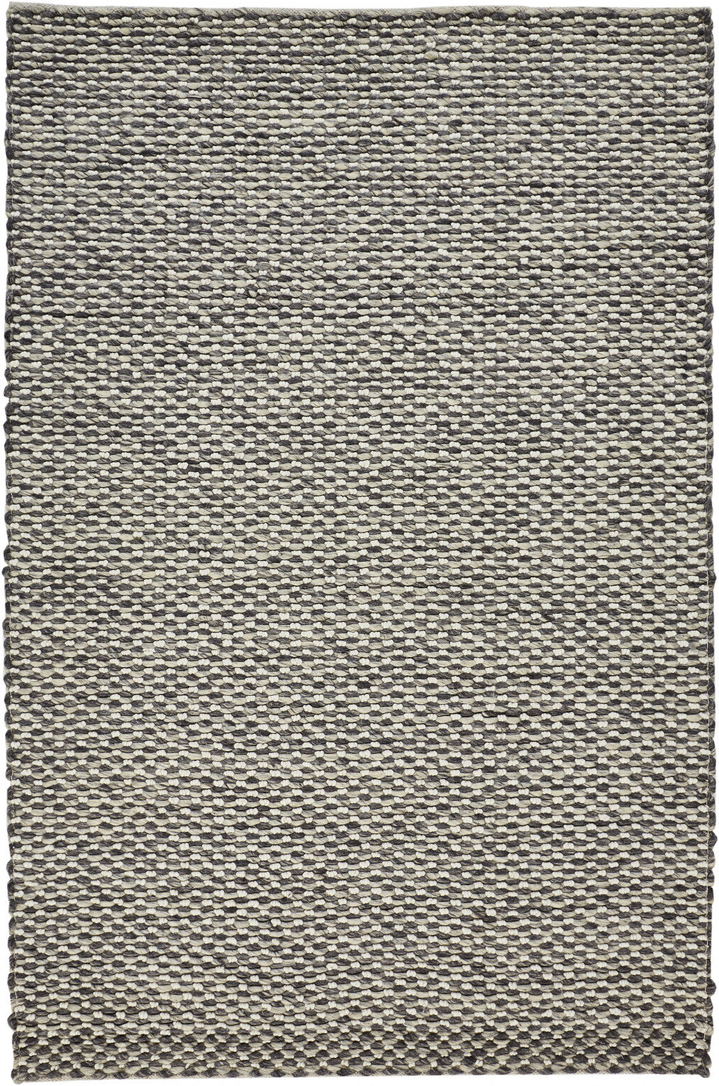 8' X 11' Gray and Ivory Wool Floral Hand Woven Area Rug