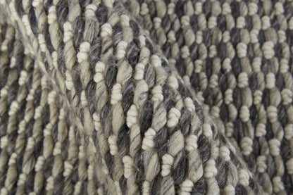 5' X 8' Gray and Ivory Wool Floral Hand Woven Area Rug