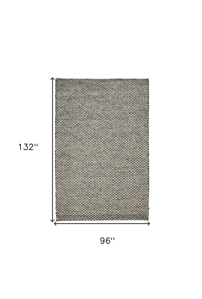 5' X 8' Gray and Ivory Wool Floral Hand Woven Area Rug