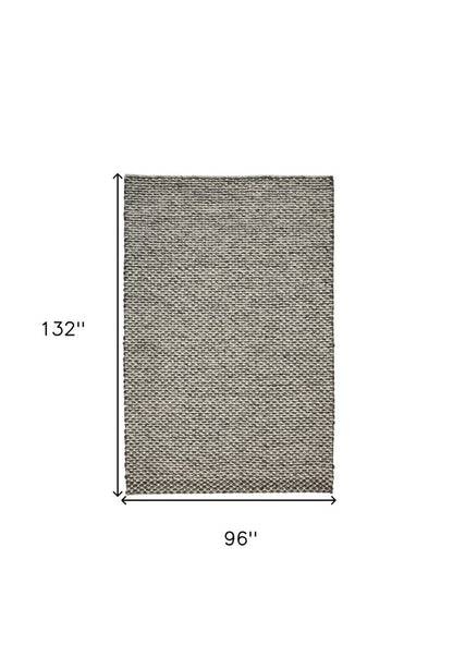 5' X 8' Gray and Ivory Wool Floral Hand Woven Area Rug