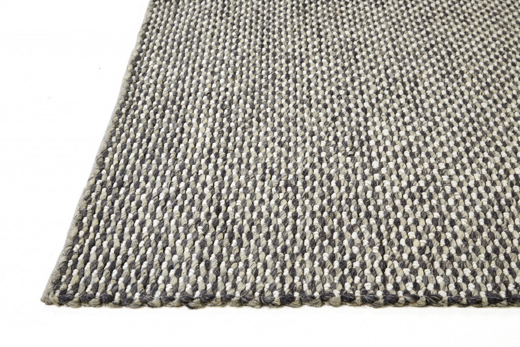 8' X 11' Gray and Ivory Wool Floral Hand Woven Area Rug