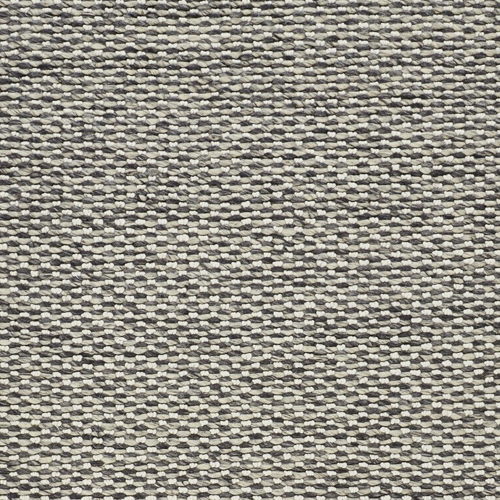 8' X 11' Gray and Ivory Wool Floral Hand Woven Area Rug