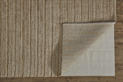 5' X 8' Tan Ivory And Taupe Hand Woven Area Rug