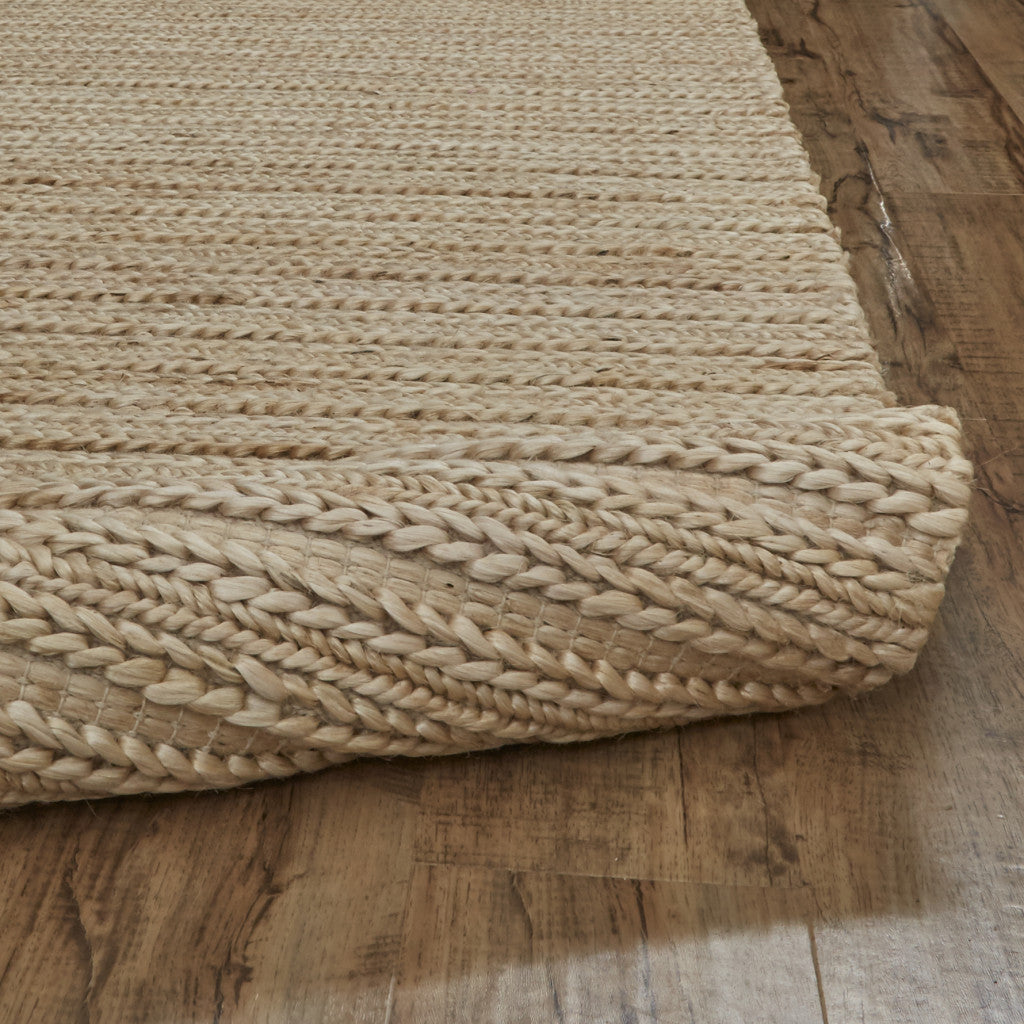 5' X 8' Tan Ivory And Taupe Hand Woven Area Rug