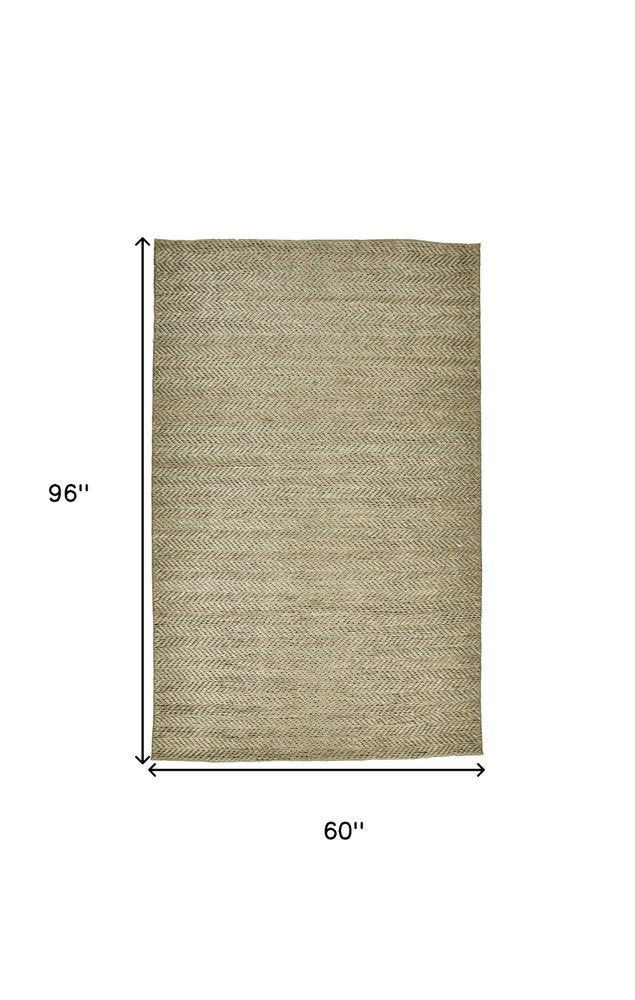 5' X 8' Tan And Gray Hand Woven Area Rug