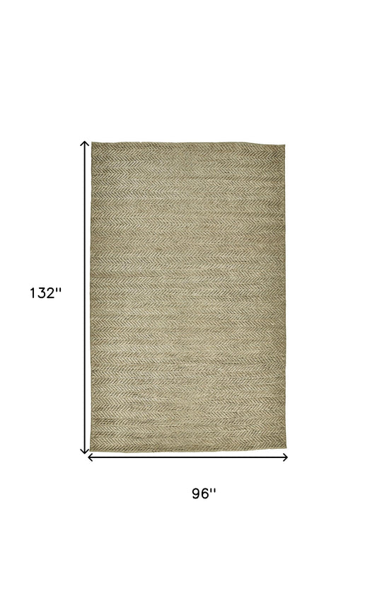 8' X 11' Green Gray And Tan Hand Woven Area Rug