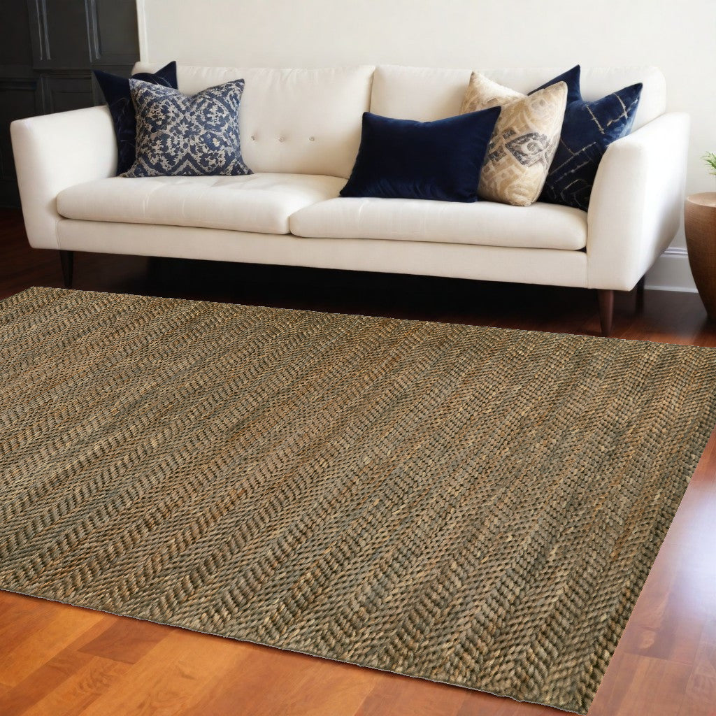 5' X 8' Tan And Gray Hand Woven Area Rug