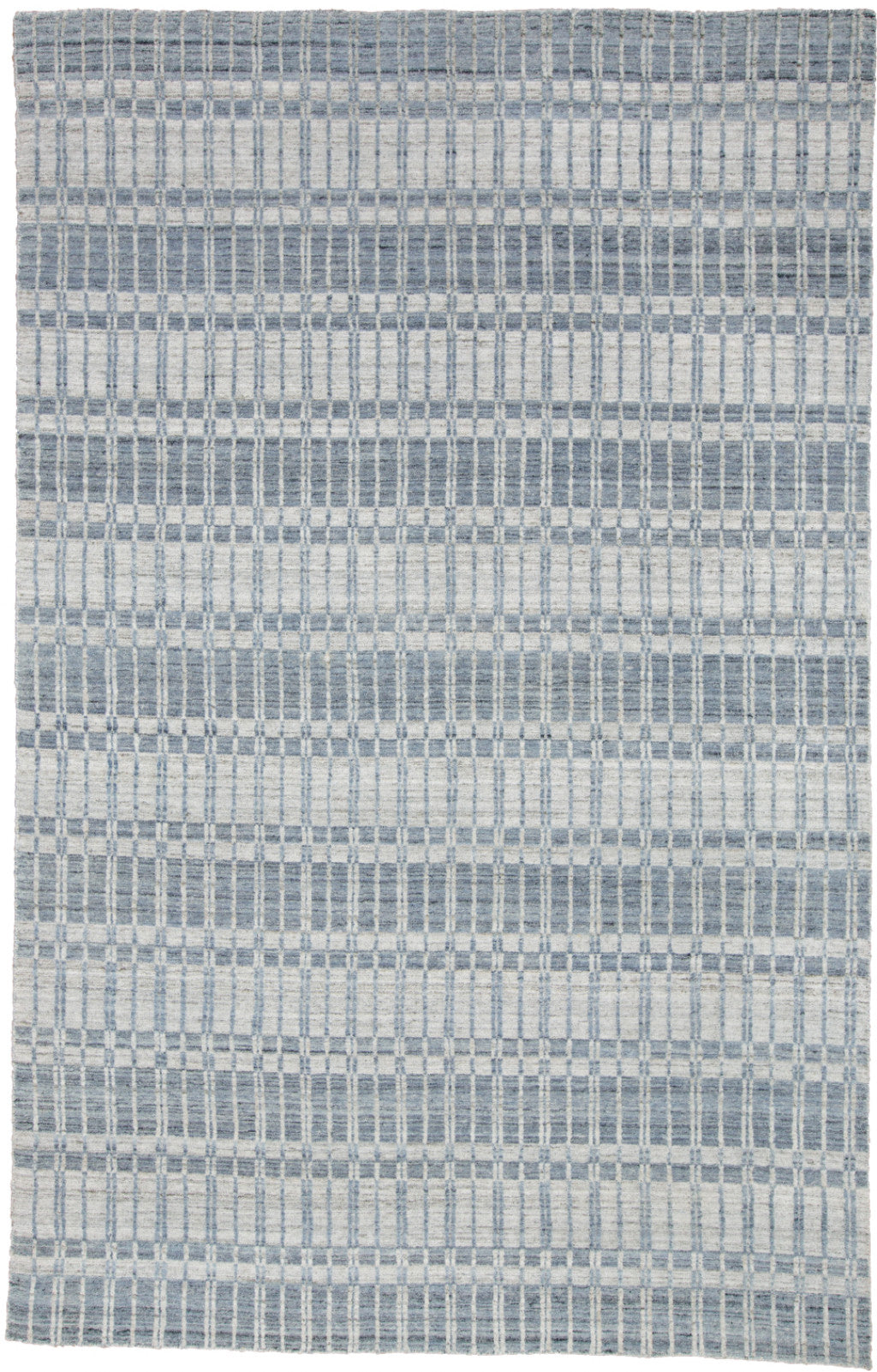 4' X 6' Blue Gray And Ivory Striped Hand Woven Area Rug