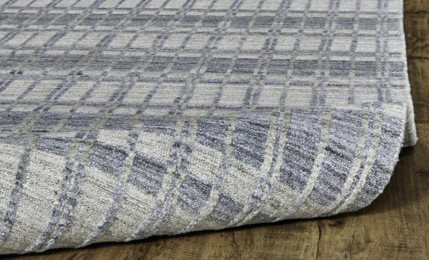 4' X 6' Blue Gray And Ivory Striped Hand Woven Area Rug