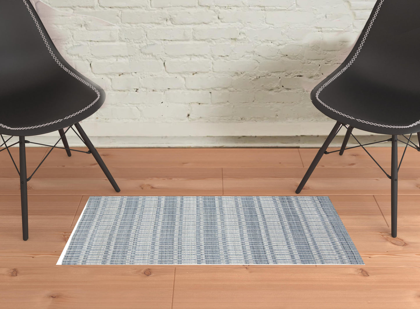 5' X 8' Ivory Taupe And Tan Striped Hand Woven Area Rug