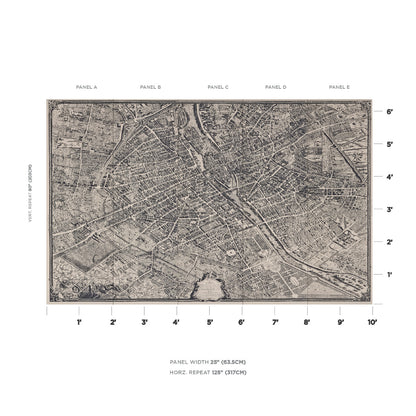 SCHUMACHER  PERENNIAL FAVORITES LA CITE PANEL SET   EBONY ON CREAM   - 511450