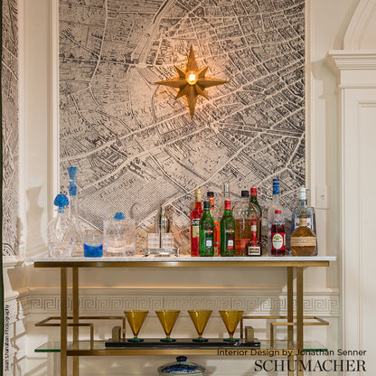 SCHUMACHER  PERENNIAL FAVORITES LA CITE PANEL SET   EBONY ON CREAM   - 511450