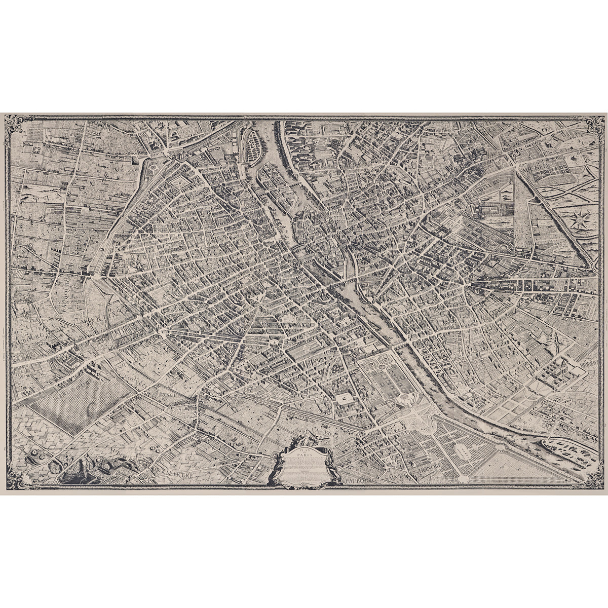 SCHUMACHER  PERENNIAL FAVORITES LA CITE PANEL SET   EBONY ON CREAM   - 511450