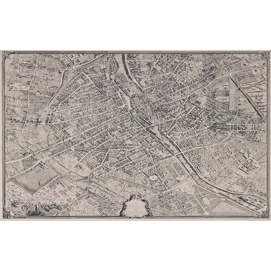 SCHUMACHER  PERENNIAL FAVORITES LA CITE PANEL SET   EBONY ON CREAM   - 511450