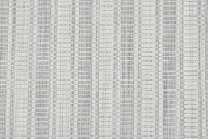 7' X 9' Ivory And Blue Striped Hand Woven Area Rug