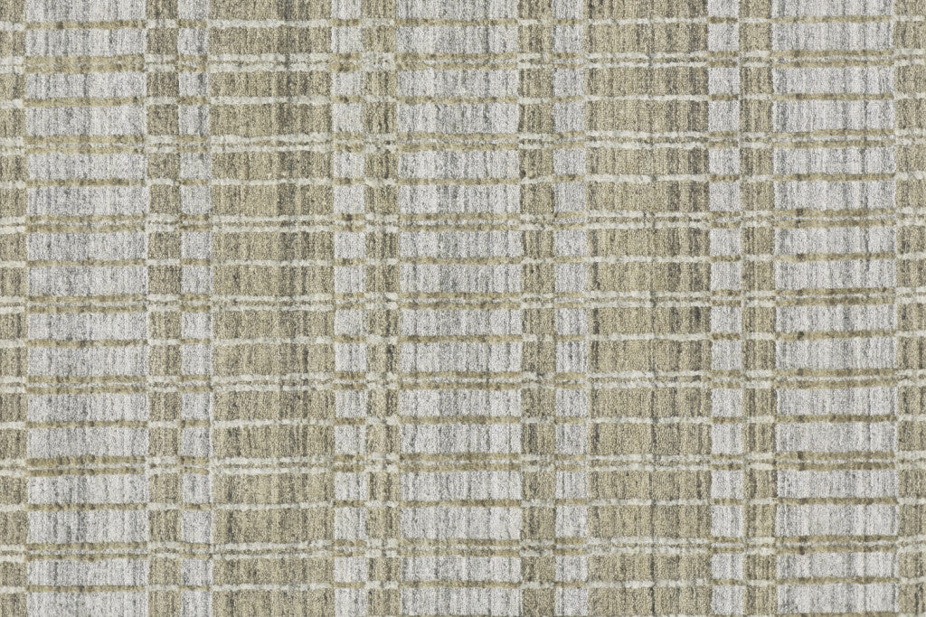 5' X 8' Ivory Taupe And Tan Striped Hand Woven Area Rug