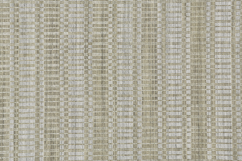 5' X 8' Ivory Taupe And Tan Striped Hand Woven Area Rug