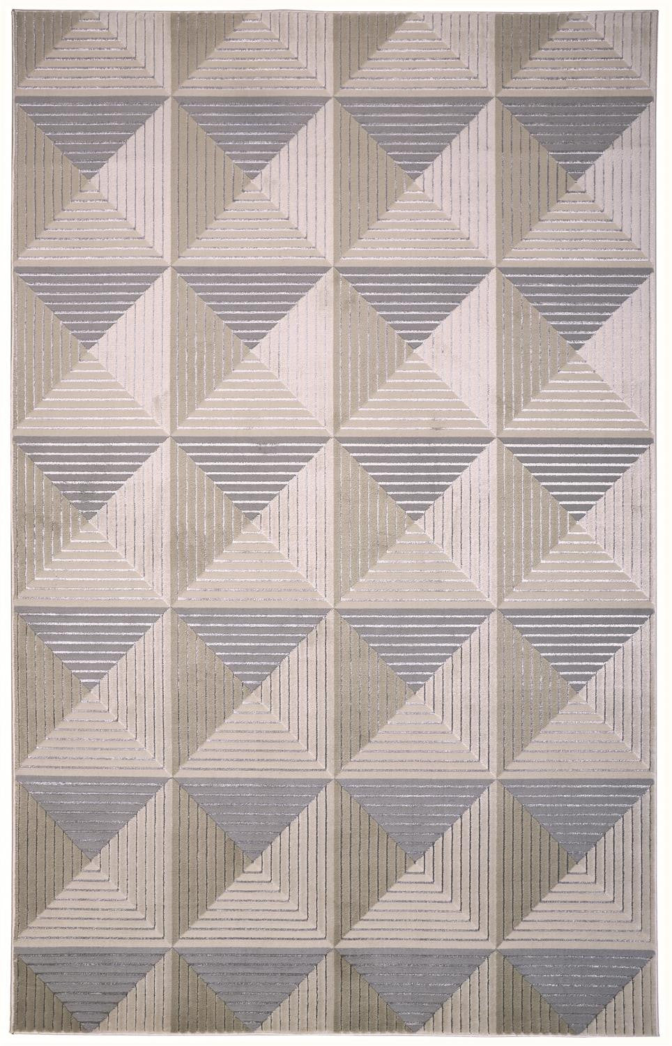 4' X 6' Beige Gray And Ivory Geometric Area Rug