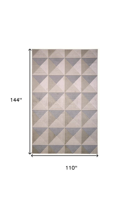 9' X 12' Beige Gray And Ivory Geometric Area Rug