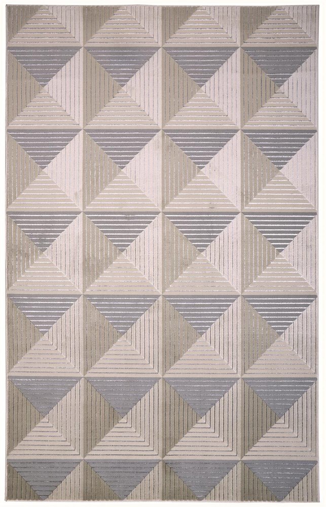 10' X 13' Beige Gray And Ivory Geometric Stain Resistant Area Rug