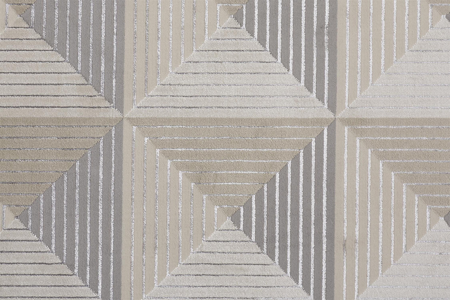 5' X 8' Beige Gray And Ivory Geometric Stain Resistant Area Rug