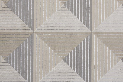 9' X 12' Beige Gray And Ivory Geometric Area Rug