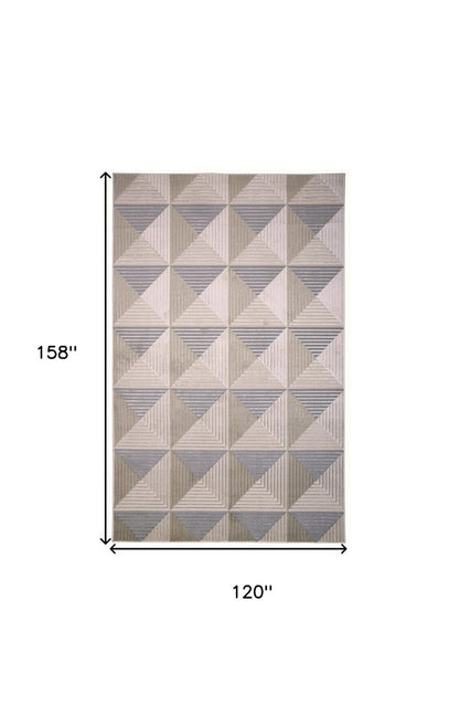 9' X 12' Beige Gray And Ivory Geometric Area Rug