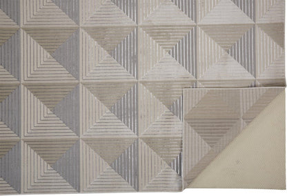 9' X 12' Beige Gray And Ivory Geometric Area Rug