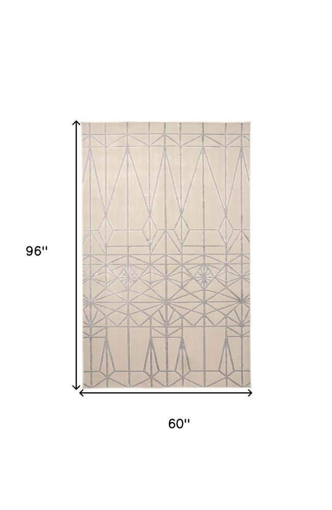 9' X 12' White Silver And Gray Geometric Area Rug