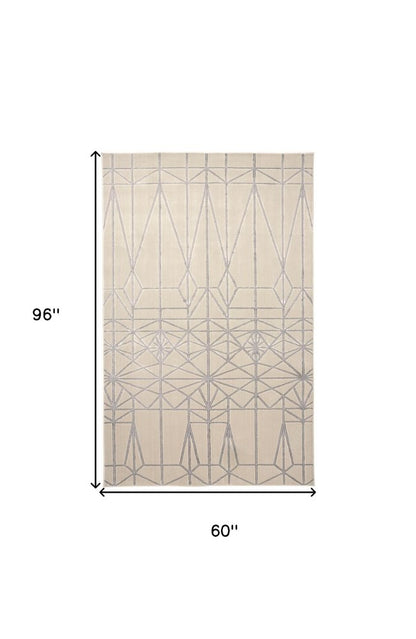 9' X 12' White Silver And Gray Geometric Area Rug