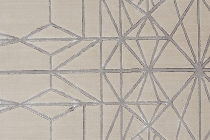 9' X 12' White Silver And Gray Geometric Area Rug