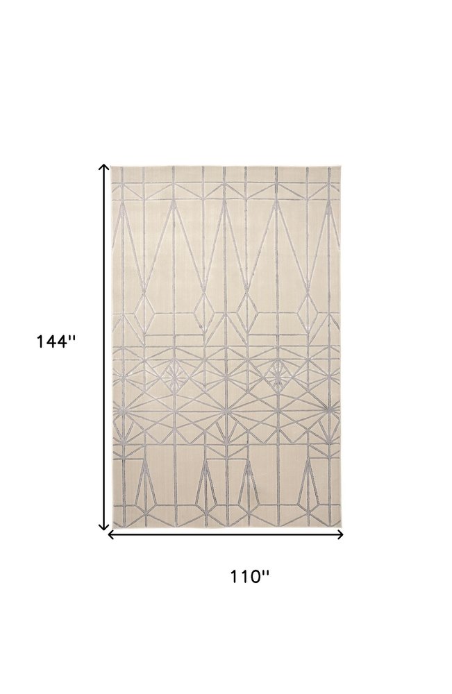 9' X 12' White Silver And Gray Geometric Area Rug