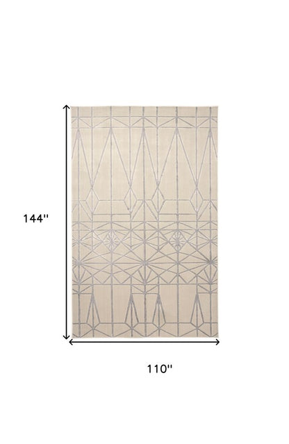 9' X 12' White Silver And Gray Geometric Area Rug