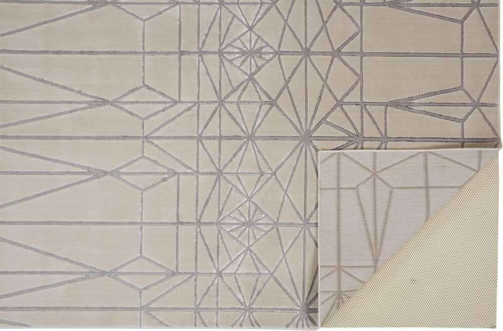 9' X 12' White Silver And Gray Geometric Area Rug