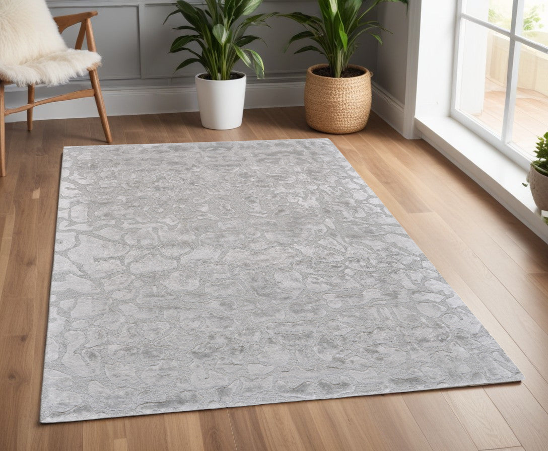 4' X 6' Gray Abstract Hand Tufted Non Skid Area Rug