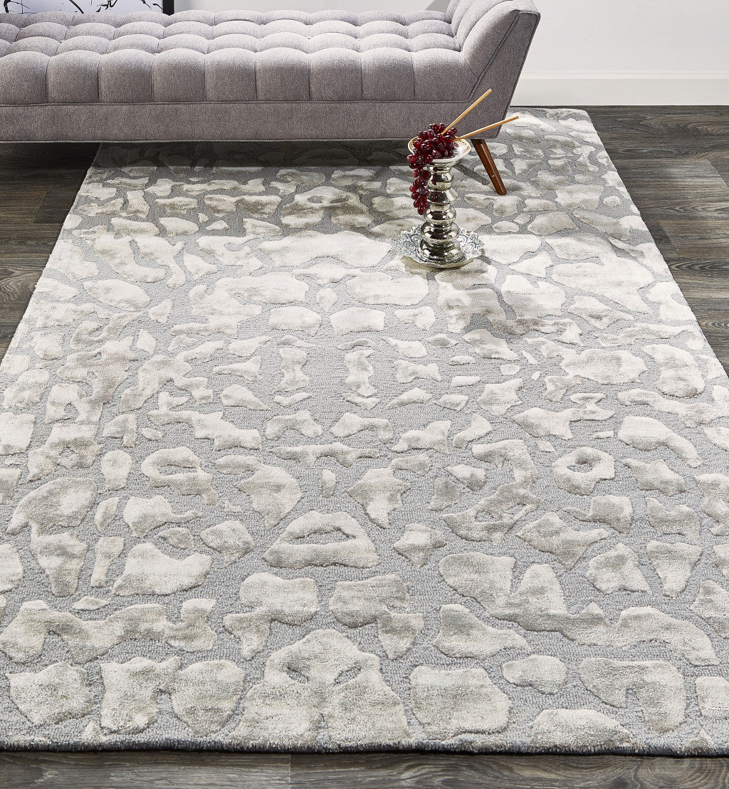 4' X 6' Gray Abstract Hand Tufted Non Skid Area Rug