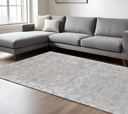 8' X 11' Gray And Silver Abstract Tufted Handmade Area Rug