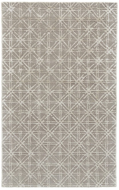 8' X 11' Taupe Ivory And Tan Wool Abstract Tufted Handmade Area Rug