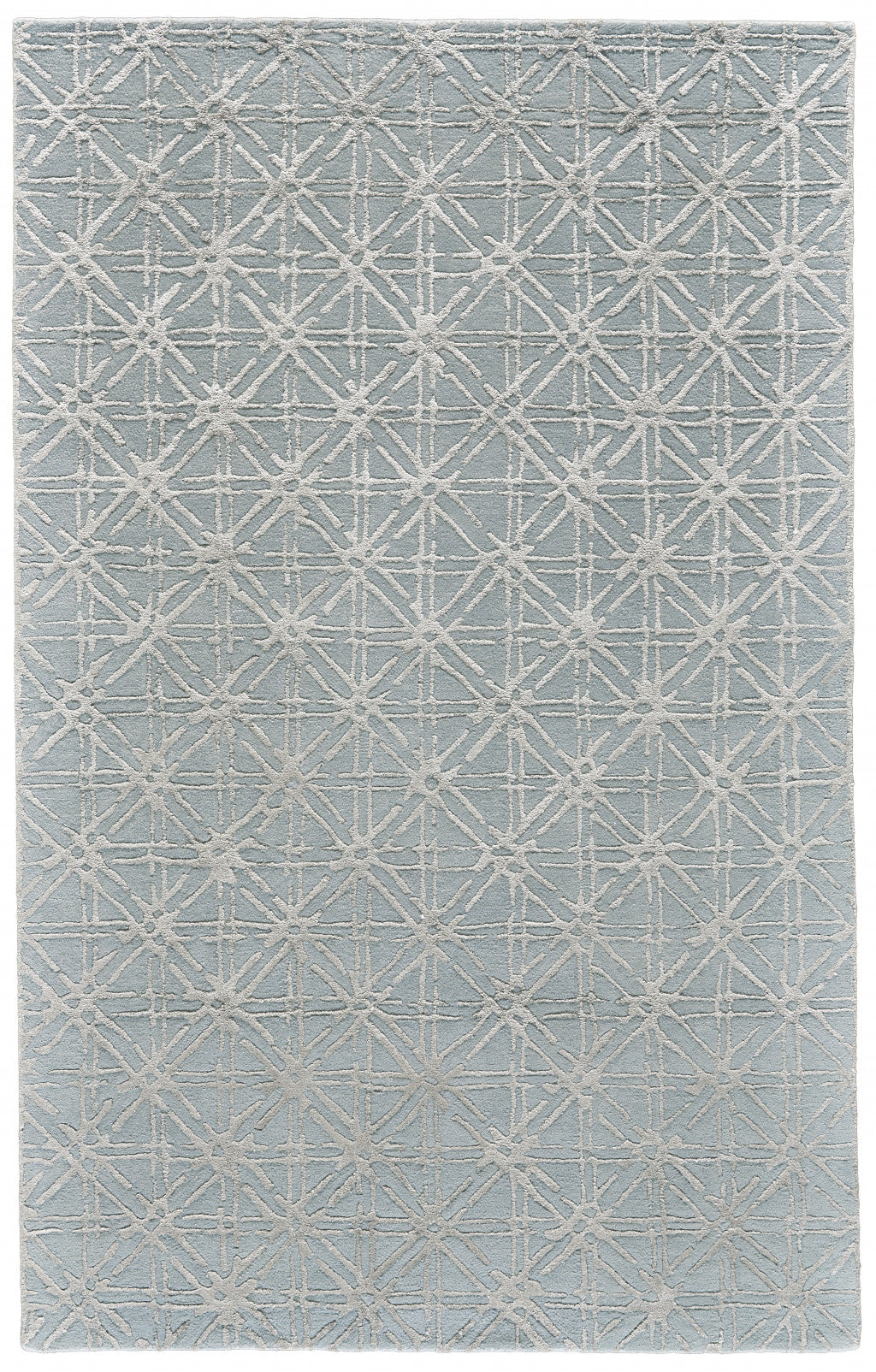 2' X 3' Blue Silver And Gray Wool Abstract Tufted Handmade Area Rug